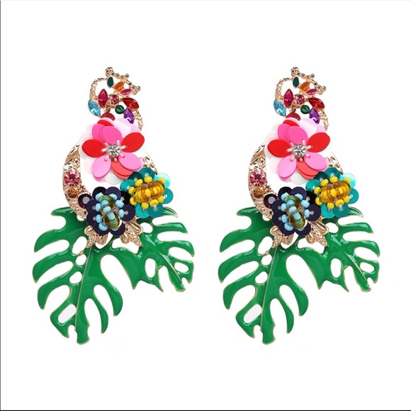 Zara Rio Monstera Earrings - Picture 2 of 7